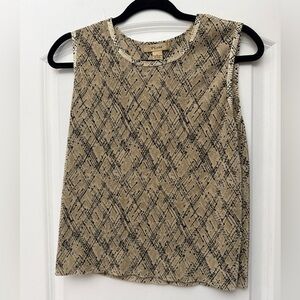 Vintage Plissé Satin (Polyester) Abstract Sleeveless Top